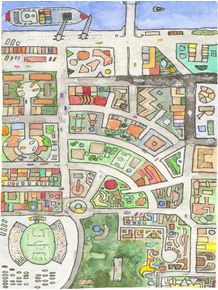 quadro-mapa-urbano-em-aquarela