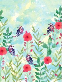 quadro-watercolor-flowers-and-butterfly