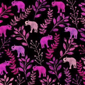 quadro-pink-floral-and-elephant