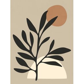 ABSTRACT PLANT - BLACK AND BEIGE