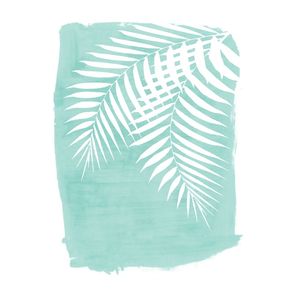 PALM LEAVES SILHOUETTE ON TEAL PAINT