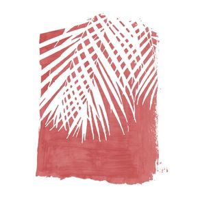 PALM LEAVES ON RED PAINT