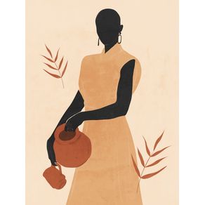 MINIMAL ABSTRACT ART-GIRL HOLDING A POTTERY 2