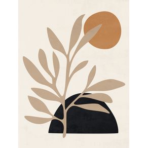 ABSTRACT PLANT - BEIGE AND BLACK